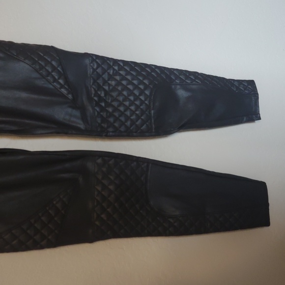 Spanx Faux Leather Quilted Moto Leggings - Picture 2 of 8